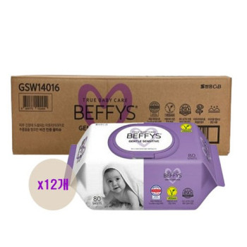 베피스 젠틀 센시티브 비건 아기물티슈 캡형, 80개입, 10+2