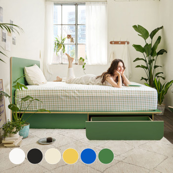 룬드 헤드형 LED 평상형 서랍 수납침대 프레임 SS/Q