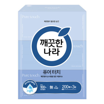 ★특가★[깨끗한나라] 퓨어터치 안심무형광 각티슈 180매x3입x8개