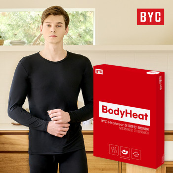 BYC 남성용 가볍고 따뜻한 보디히트 발열 내복 상하의세트 비와이씨