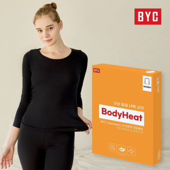 BYC 여성용 가볍고 따뜻한 보디히트 여성 내복 상의 비와이씨