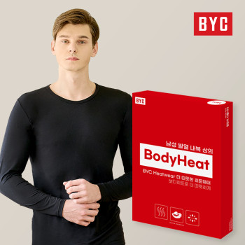 BYC 남성용 보디히트 발열 내복상의 히트텍 남자 내의 비와이씨