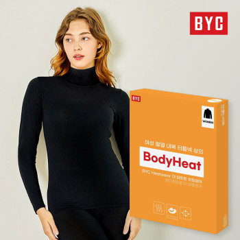 BYC 여성용 보디히트 발열 목폴라 내의 이너티 터틀넥 목티 비와이씨