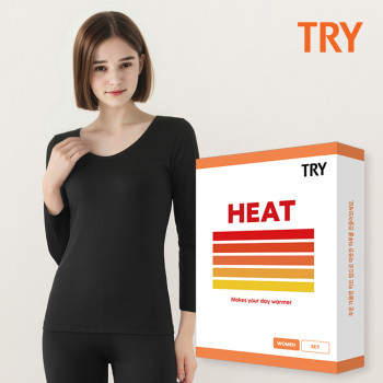 TRY 여성용 가볍고 따뜻한 프리미엄 여자 발열내복 상하의세트 트라이