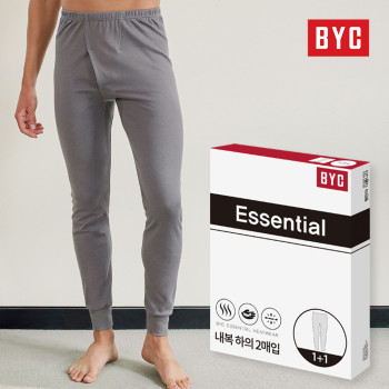 BYC 남성용 순면 에센셜 남자 내복 하의 2매 비와이씨