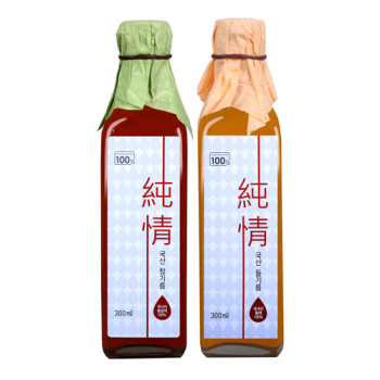 [저온압착]국산순정참기름300ml+들기름300ml