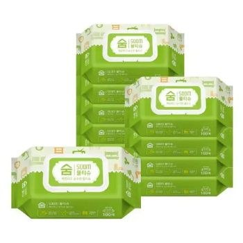 [다매용 물티슈]숨 깨끗한 물티슈 100매 10팩