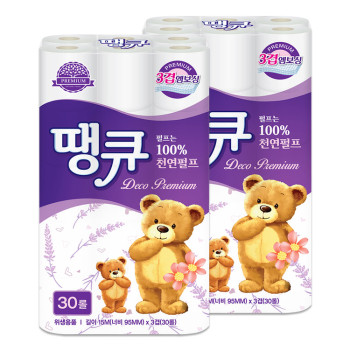 [두루마리][천연펄프] 땡큐 라벤더 3겹 15m 30롤 2팩