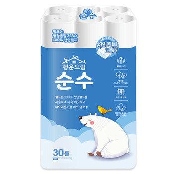 [두루마리][천연펄프] 행운드림 순수 3겹 18m 30롤 1팩