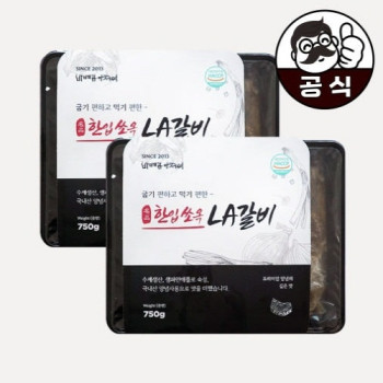 [누리는특가] 바베큐아저씨 간편조리 한입쏘옥 양념LA갈비 1.5kg (750g x 2팩)