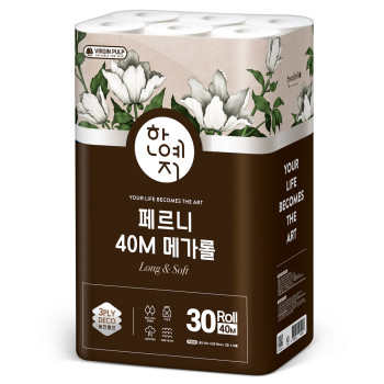 한예지 페르니 메가롤 천연펄프 화장지 3겹 40M 30롤 (1팩)