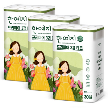 한예지 3겹 대용량 데코 프리미어 30M 30롤 (3팩)