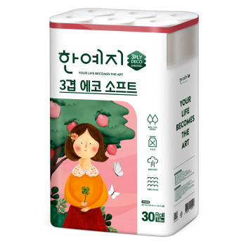 한예지 에코소프트 천연펄프 3겹 화장지 18M 30롤 (1팩)