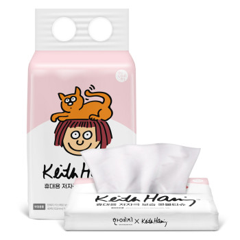 한예지 키스해링 휴대용 저자극 보습 콧물 미용티슈 40매 5개 (1,2,3,4팩 선택 구성)