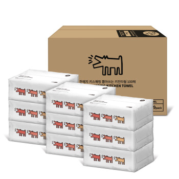 키스해링 뽑아쓰는 소프트 키친타올 100매 (9팩,18팩 선택 구성)