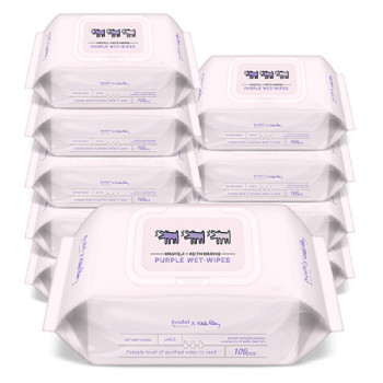 한예지 키스해링 퍼플 물티슈 캡형 100매 (10팩,20팩 선택 구성)