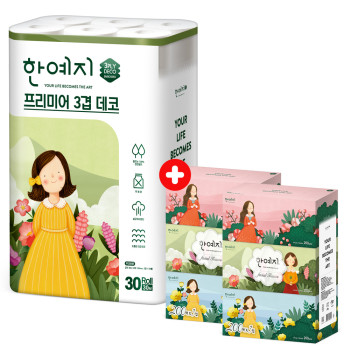 한예지 3겹(대용량)프리미어 30M 30롤 (1팩) + 캐릭터 200매 3입(2팩)