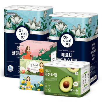 클린앤소프트(2팩)+캐릭터 200매 6입(1팩) + 셰프 키친타올 130매6롤 (1팩)