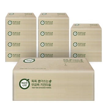 깨끗한나라 톡톡 뽑아쓰는 무표백 키친타올 100매 x 12팩