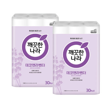 깨끗한나라 데코앤라벤더 30m x 30롤 x 2팩