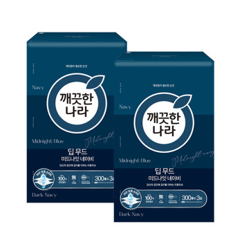 깨끗한나라 딥무드 미드나잇 네이비 300매 x 3입 x 2팩