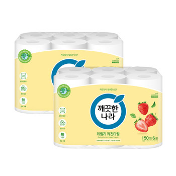 깨끗한나라 데일리 키친타올 그린패키지 150매 x 6롤 x 2팩