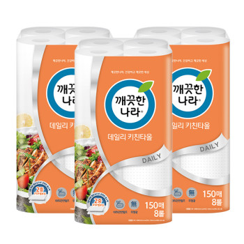 깨끗한나라 데일리 키친타올 150매 x 8롤 x 3팩