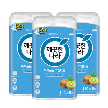 깨끗한나라 데일리 아껴쓰는 키친타올 140매 x 8롤 x 3팩