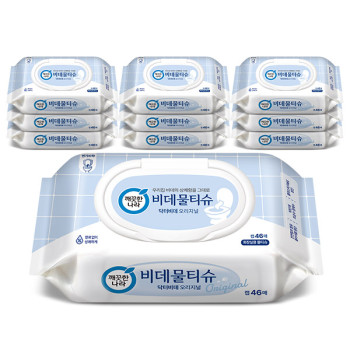 깨끗한나라 닥터비데 물티슈 캡형 46매 x 10팩