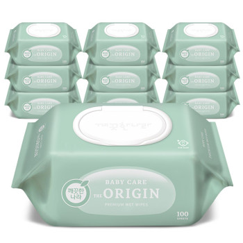 깨끗한나라 디 오리진 물티슈 캡 100매 x 10팩