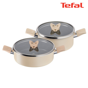 [테팔] 팬&냄비 인덕션 블라썸 베이지 2종세트 (양수냄비 20cm + 전골냄비 24cm)