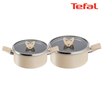 [테팔] 팬&냄비 인덕션 블라썸 베이지 2종세트 (양수냄비 20cm + 24cm)