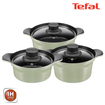 [테팔] 인덕션 티타늄 아로마 통주물 3종세트 (뚝배기 18cm + 양수냄비 20cm + 전골냄비 24cm)