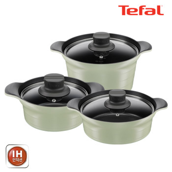 [테팔] 인덕션 티타늄 아로마 통주물 3종세트 (뚝배기 18cm + 양수냄비 24cm + 전골냄비 24cm)