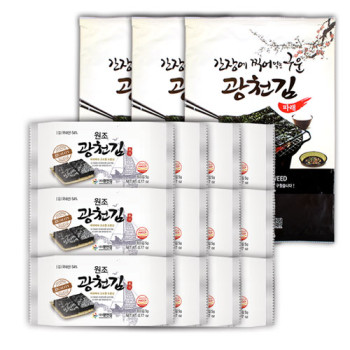 [원조광천김]도시락김5g 12봉+구운 무조미김10g 3봉
