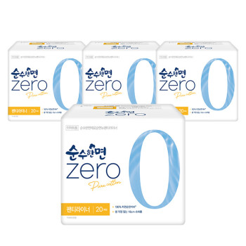 깨끗한나라 순수한면 제로 생리대 팬티라이너 20P x 4팩