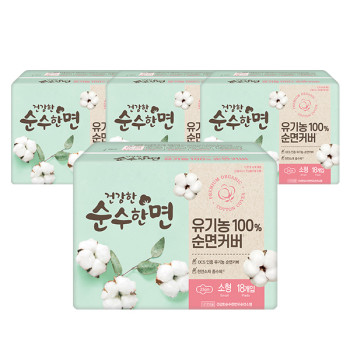 깨끗한나라 건강한 순수한면 유기농생리대 순면 소형 18P x 4팩