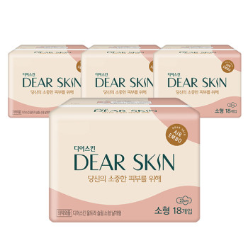 깨끗한나라 디어스킨 에어엠보 생리대 소형 18P x 4팩