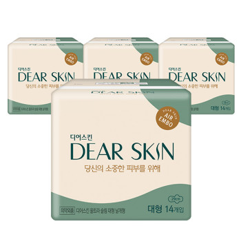 깨끗한나라 디어스킨 에어엠보 생리대 대형 14P x 4팩