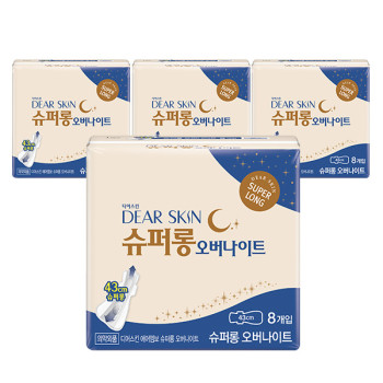깨끗한나라 디어스킨 에어엠보 슈퍼롱 오버나이트 8P x 4팩
