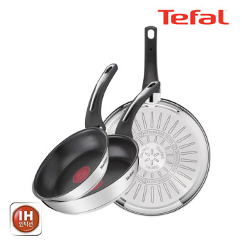 [테팔] 팬&냄비 인덕션 스테인리스 스틸 뉴 이모션 3종세트 (프라이팬 18cm + 24cm + 28cm)