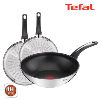 [테팔] 팬&냄비 인덕션 스테인리스 스틸 뉴 이모션 3종세트 (프라이팬 18cm + 20cm + 볶음팬 28cm)