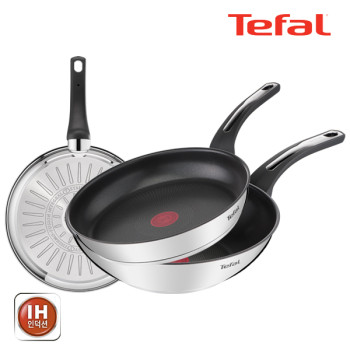 [테팔] 팬&냄비 인덕션 스테인리스 스틸 뉴 이모션 3종세트 (프라이팬 18cm + 28cm + 볶음팬 28cm)