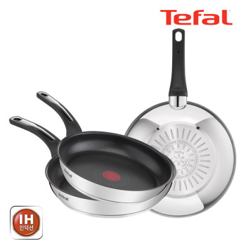 [테팔] 팬&냄비 인덕션 스테인리스 스틸 뉴 이모션 3종세트 (프라이팬 20cm + 24cm + 볶음팬 28cm)