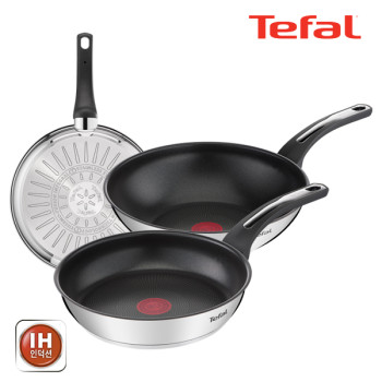 [테팔] 팬&냄비 인덕션 스테인리스 스틸 뉴 이모션 3종세트 (프라이팬 24cm + 28cm + 볶음팬 28cm)