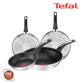 [테팔] 팬&냄비 인덕션 스테인리스 스틸 뉴 이모션 4종세트 (프라이팬 18cm + 20cm + 24cm + 볶음팬 28cm)