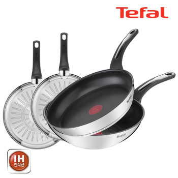 [테팔] 팬&냄비 인덕션 스테인리스 스틸 뉴 이모션 4종세트 (프라이팬 20cm + 24cm + 28cm + 볶음팬 28cm)