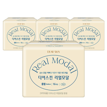 깨끗한나라 디어스킨 리얼모달 생리대 중형 16P x 4팩