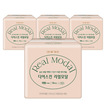 깨끗한나라 디어스킨 리얼모달 생리대 대형 14P x 4팩