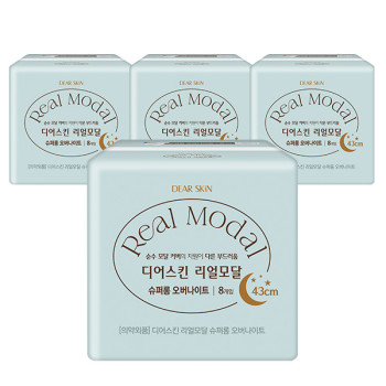 깨끗한나라 디어스킨 리얼모달 슈퍼롱 생리대 오버나이트 8P x 4팩